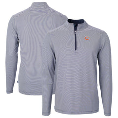 Chicago Bears Cutter & Buck Virtue Eco Pique Micro Stripe Recycled Quarter-Zip Pullover Top - Navy/White on sale