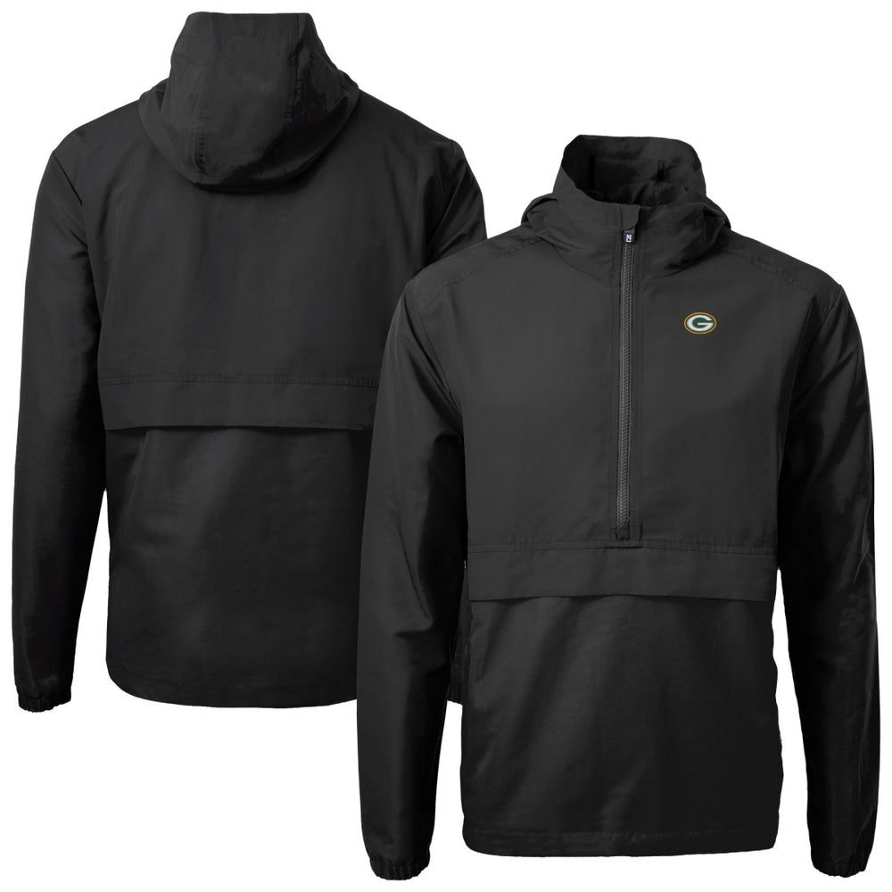 Green Bay Packers Cutter & Buck Charter Eco Recycled Anorak Half-Zip Jacket - Black outlet
