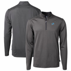 Detroit Lions Cutter & Buck Virtue Eco Pique Micro Stripe Recycled Quarter-Zip Pullover Top - Black/Gray sale