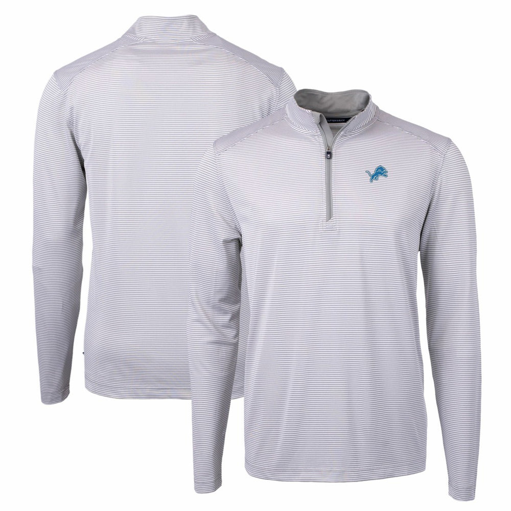 Detroit Lions Cutter & Buck Virtue Eco Pique Micro Stripe Recycled Quarter-Zip Pullover Top - Gray/White online