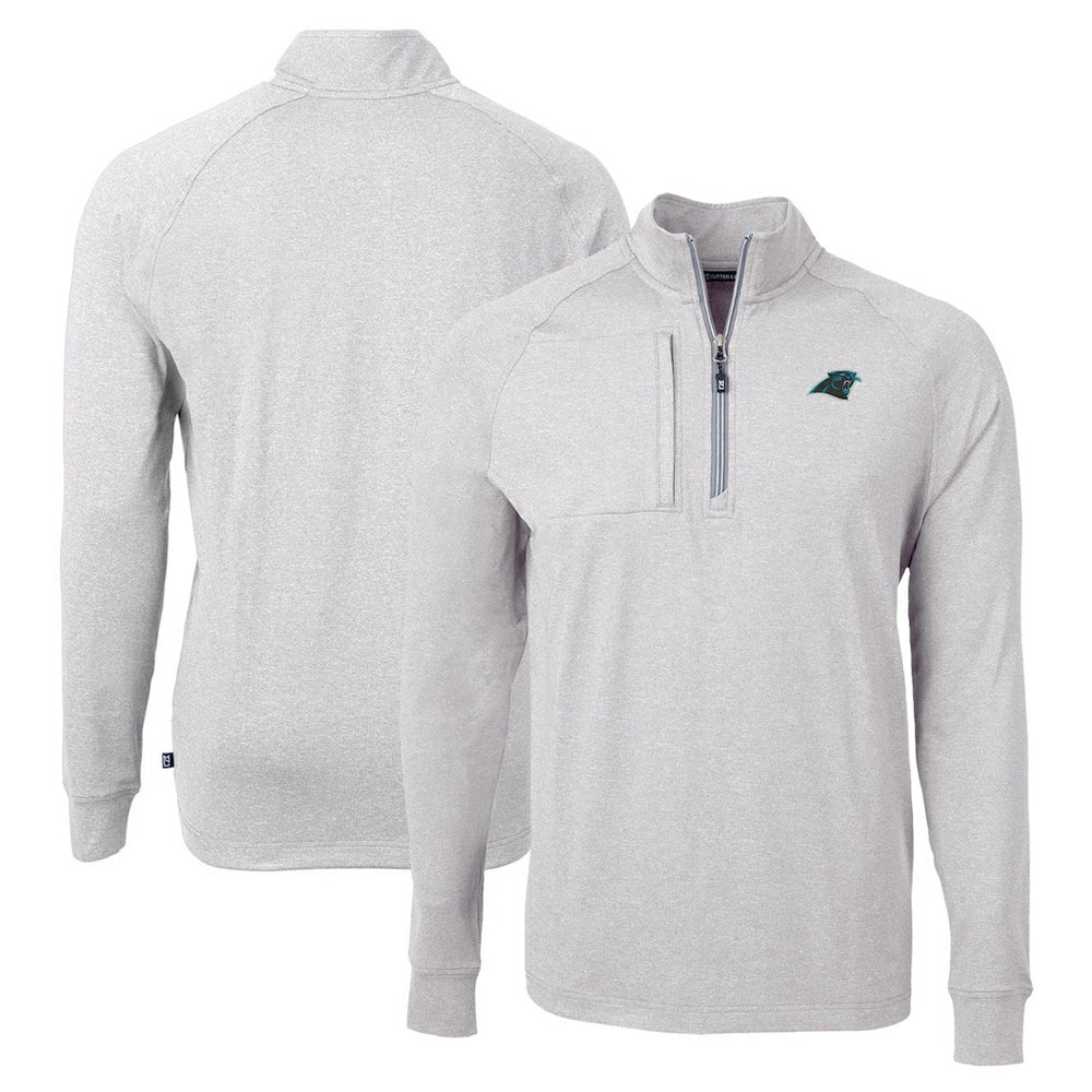 Carolina Panthers Cutter & Buck Adapt Eco Knit Quarter-Zip Pullover Top - Heather Gray outlet
