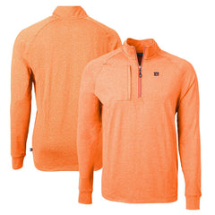 Cincinnati Bengals Cutter & Buck Adapt Eco Knit Quarter-Zip Pullover Top - Heather Orange discount