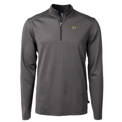 Jacksonville Jaguars Cutter & Buck Virtue Eco Pique Micro Stripe Recycled Quarter-Zip Pullover Top - Black/Gray on sale