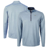 Los Angeles Chargers Cutter & Buck Virtue Eco Pique Micro Stripe Recycled Quarter-Zip Pullover Top - Powder Blue/Navy on sale