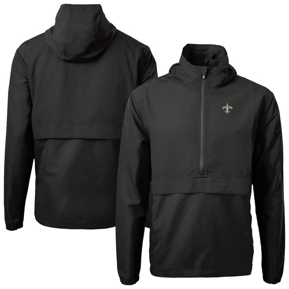 New Orleans Saints Cutter & Buck Charter Eco Recycled Anorak Half-Zip Jacket - Black on sale