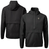 New Orleans Saints Cutter & Buck Charter Eco Recycled Anorak Half-Zip Jacket - Black on sale