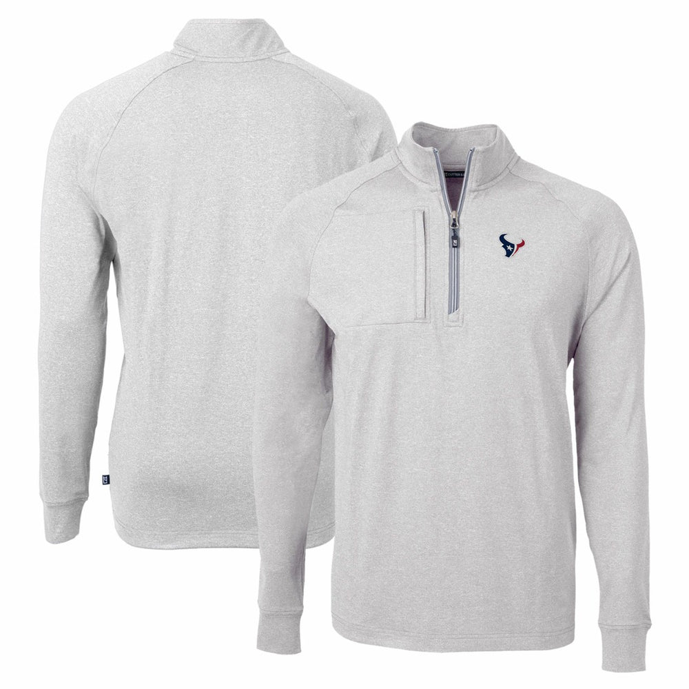 Houston Texans Cutter & Buck Adapt Eco Knit Quarter-Zip Pullover Top - Heather Gray discount