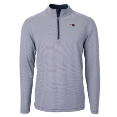 New England Patriots Cutter & Buck Virtue Eco Pique Micro Stripe Recycled Quarter-Zip Pullover Top - Navy/White outlet