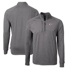 Kansas City Chiefs Cutter & Buck Adapt Eco Knit Quarter-Zip Pullover Top - Heather Black for sale