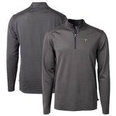 New Orleans Saints Cutter & Buck Virtue Eco Pique Micro Stripe Recycled Quarter-Zip Pullover Top - Black/Gray on sale