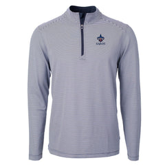New Orleans Saints Cutter & Buck Virtue Eco Pique Micro Stripe Recycled Quarter-Zip Pullover Top - Navy/White for sale