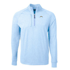 Los Angeles Chargers Cutter & Buck Adapt Eco Knit Quarter-Zip Pullover Top - Heather Powder Blue for sale