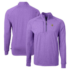 Minnesota Vikings Cutter & Buck Adapt Eco Knit Quarter-Zip Pullover Top - Heather Purple for sale