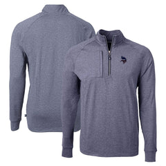 Minnesota Vikings Cutter & Buck Adapt Eco Knit Quarter-Zip Pullover Top - Heather Navy for sale