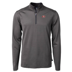 San Francisco 49ers Cutter & Buck Virtue Eco Pique Micro Stripe Recycled Quarter-Zip Pullover Top - Black/Gray cheap