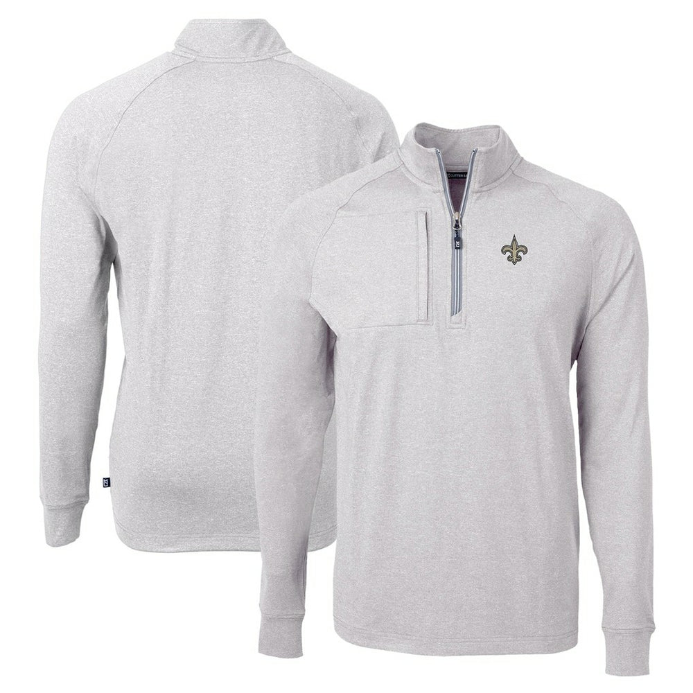 New Orleans Saints Cutter & Buck Adapt Eco Knit Quarter-Zip Pullover Top - Heather Gray online