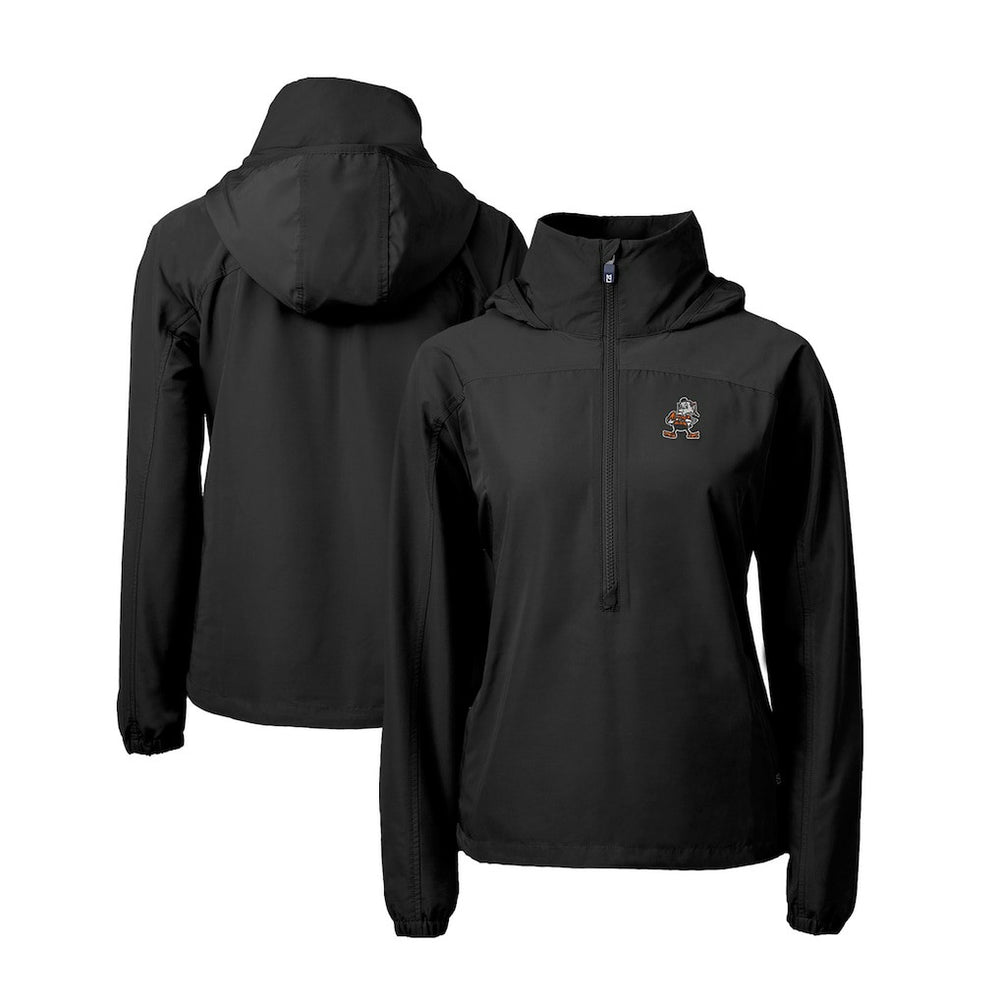 Cleveland Browns Cutter & Buck Women's Charter Eco Recycled Half-Zip Anorak Jacket - Black sale