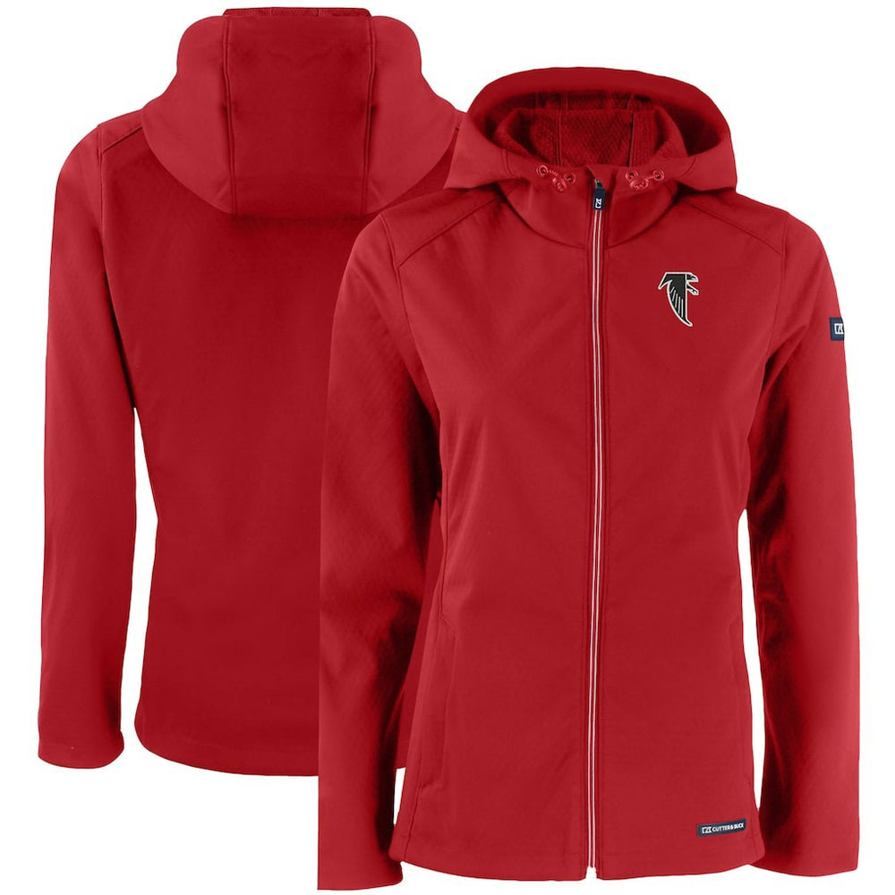 Atlanta Falcons Cutter & Buck Women's Evoke Eco Softshell Recycled Full-Zip Hooded Jacket - Red outlet