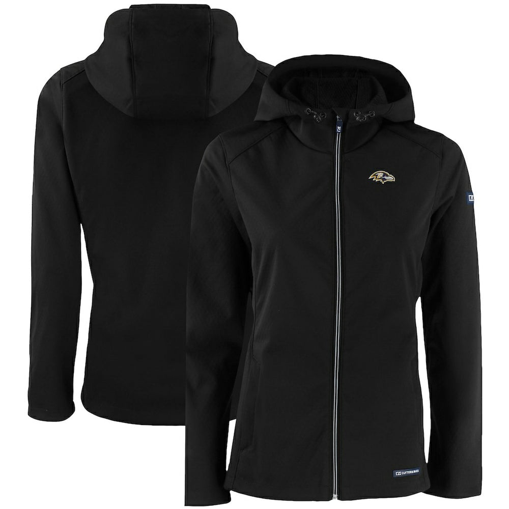 Baltimore Ravens Cutter & Buck Women's Evoke Eco Softshell Recycled Full-Zip Hooded Jacket - Black sale