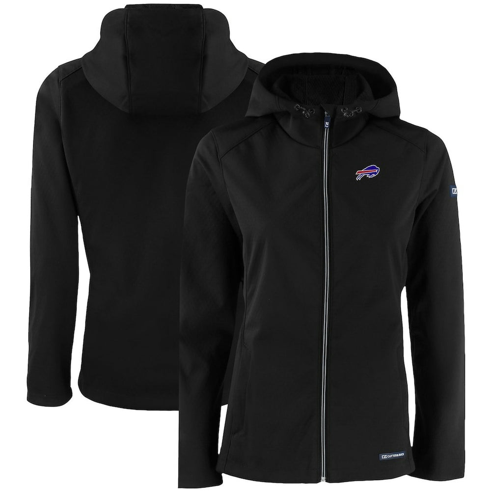 Buffalo Bills Cutter & Buck Women's Evoke Eco Softshell Recycled Full-Zip Hooded Jacket - Black for sale