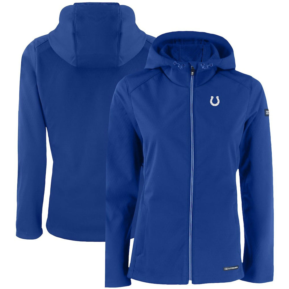 Indianapolis Colts Cutter & Buck Women's Evoke Eco Softshell Recycled Full-Zip Hooded Jacket - Royal on sale