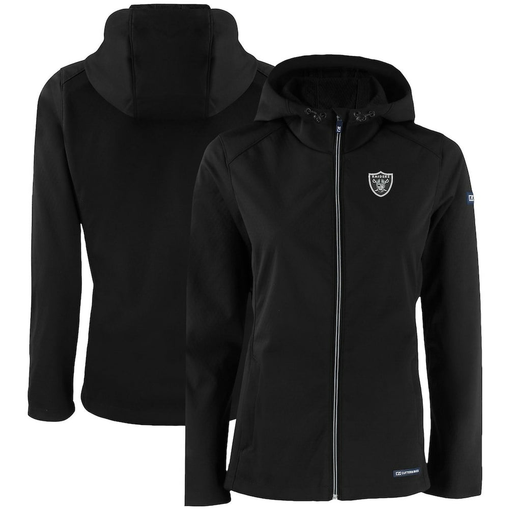 Las Vegas Raiders Cutter & Buck Women's Evoke Eco Softshell Recycled Full-Zip Hooded Jacket - Black outlet