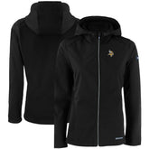 Minnesota Vikings Cutter & Buck Women's Evoke Eco Softshell Recycled Full-Zip Hooded Jacket - Black on sale