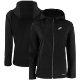 Philadelphia Eagles Cutter & Buck Women's Evoke Eco Softshell Recycled Full-Zip Hooded Jacket - Black cheap