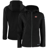 San Francisco 49ers Cutter & Buck Women's Evoke Eco Softshell Recycled Full-Zip Hooded Jacket - Black for sale