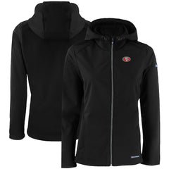 San Francisco 49ers Cutter & Buck Women's Evoke Eco Softshell Recycled Full-Zip Hooded Jacket - Black for sale