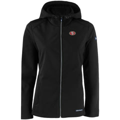 San Francisco 49ers Cutter & Buck Women's Evoke Eco Softshell Recycled Full-Zip Hooded Jacket - Black for sale