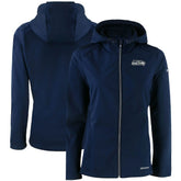 Seattle Seahawks Cutter & Buck Women's Evoke Eco Softshell Recycled Full-Zip Jacket - College Navy on sale