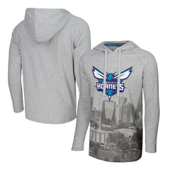 Charlotte Hornets Stadium Essentials Atrium Raglan Long Sleeve Hoodie T-Shirt - Heather Gray cheap