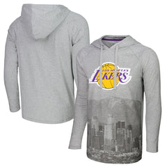Los Angeles Lakers Stadium Essentials Atrium Raglan Long Sleeve Hoodie T-Shirt - Heather Gray outlet