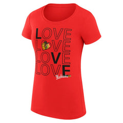 Chicago Blackhawks G-III 4Her by Carl Banks Women's Super-Slim Fit Lightweight Hockey Love T-Shirt - Red T-shirts