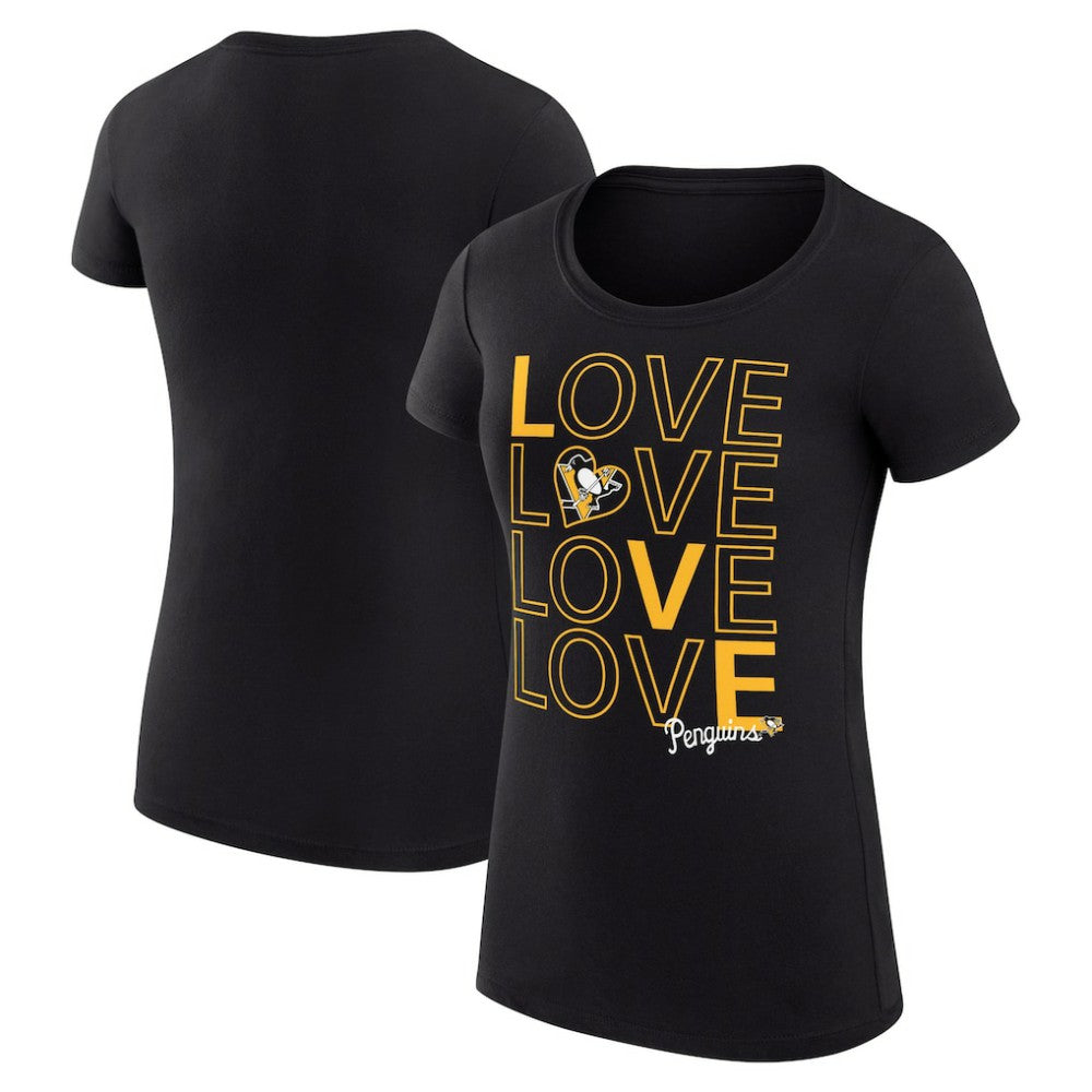 Pittsburgh Penguins G-III 4Her by Carl Banks Women's Super-Slim Fit Lightweight Hockey Love T-Shirt - Black T-shirts