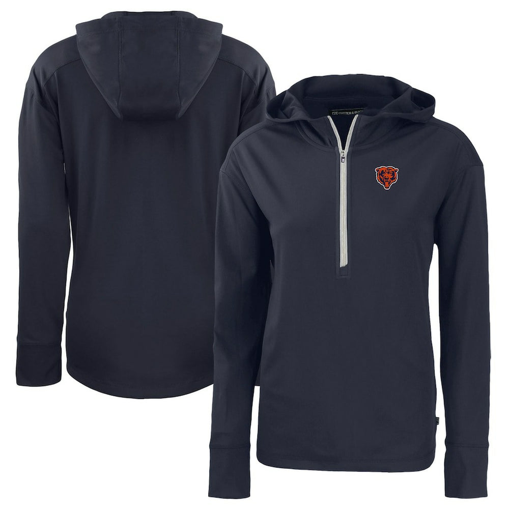Chicago Bears Cutter & Buck Women's Throwback Daybreak Eco Recycled Half-Zip Hoodie - Navy discount