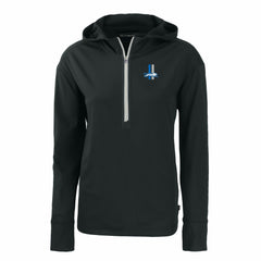 Detroit Lions Cutter & Buck Women's Throwback Daybreak Eco Recycled Half-Zip Hoodie - Black on sale