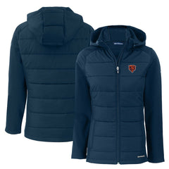 Chicago Bears Cutter & Buck Women's Throwback Evoke Hybrid Eco Softshell Recycled Full-Zip Hoodie Jacket - Navy online