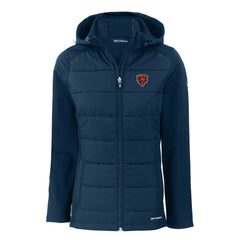 Chicago Bears Cutter & Buck Women's Throwback Evoke Hybrid Eco Softshell Recycled Full-Zip Hoodie Jacket - Navy online