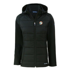 Miami Dolphins Cutter & Buck Women's Throwback Evoke Hybrid Eco Softshell Recycled Full-Zip Hoodie Jacket - Black cheap