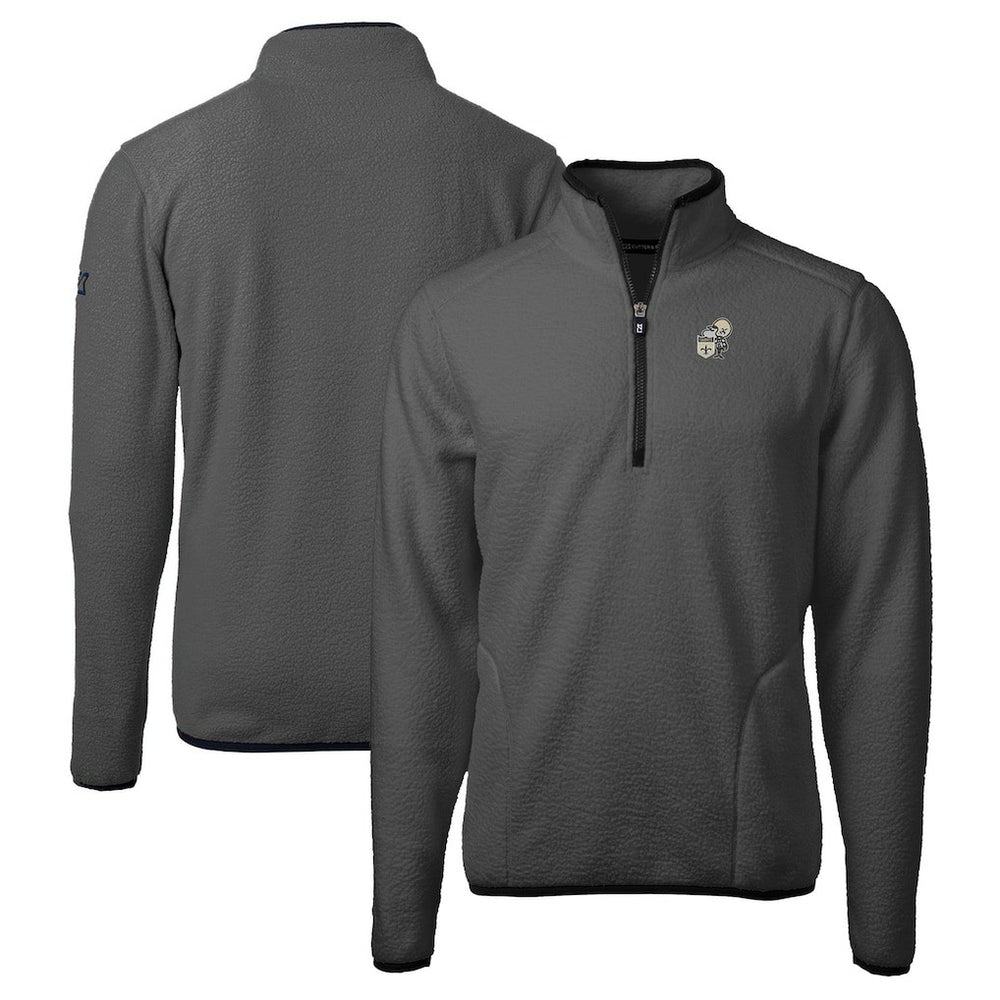 New Orleans Saints Cutter & Buck Throwback Cascade Eco Sherpa Fleece Quarter-Zip Pullover Jacket - Gray/Black on sale