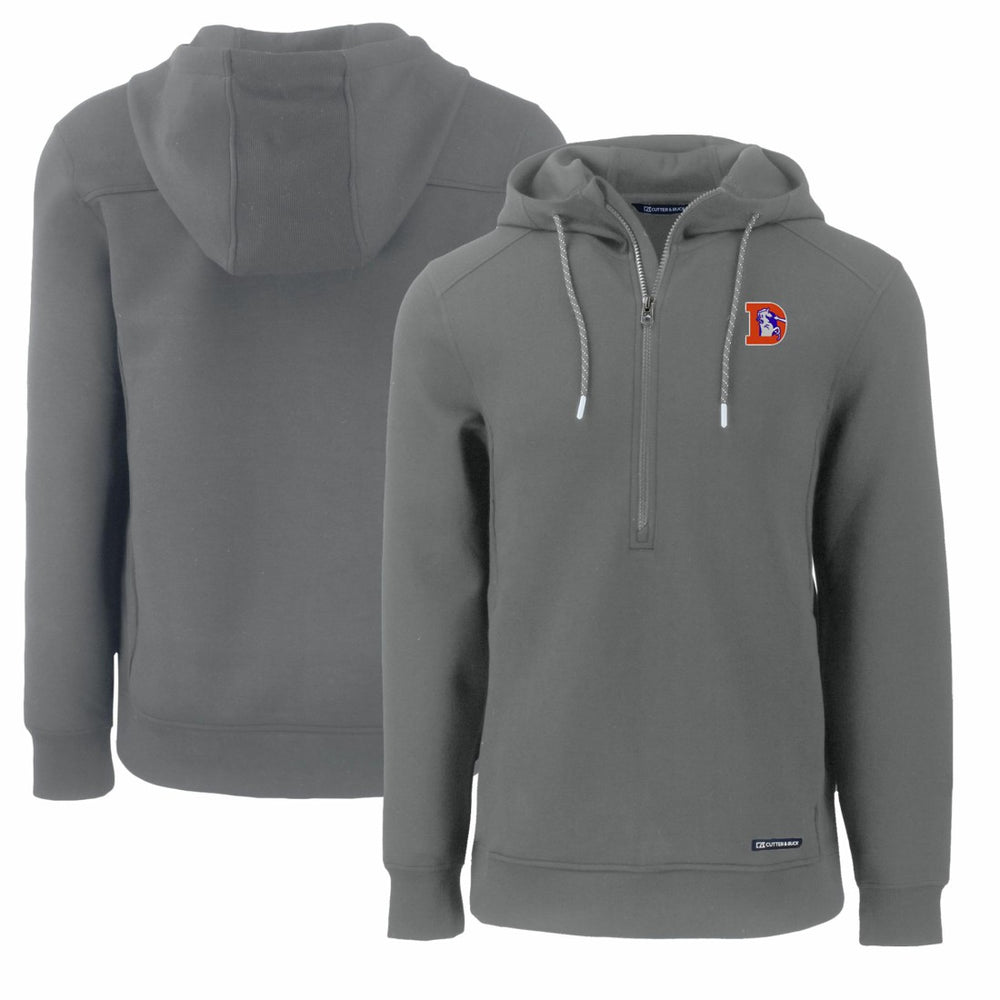 Denver Broncos Cutter & Buck Throwback Roam Eco Half-Zip Recycled Pullover Hoodie - Gray on sale