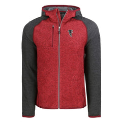 Atlanta Falcons Cutter & Buck Throwback Mainsail Sweater-Knit Full-Zip Hoodie - Heather Red/Heather Charcoal outlet