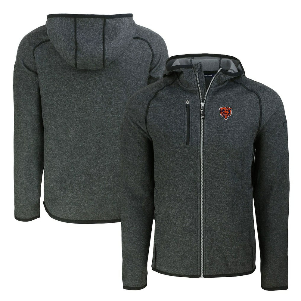 Chicago Bears Cutter & Buck Throwback Mainsail Sweater-Knit Full-Zip Hoodie - Heather Charcoal on sale