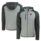 Chicago Bears Cutter & Buck Throwback Mainsail Sweater-Knit Full-Zip Hoodie - Heather Gray/Heather Charcoal sale