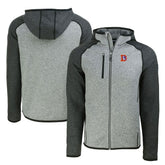 Denver Broncos Cutter & Buck Throwback Mainsail Sweater-Knit Full-Zip Hoodie - Heather Gray/Heather Charcoal discount