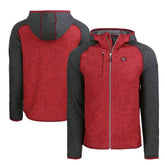 San Francisco 49ers Cutter & Buck Throwback Mainsail Sweater-Knit Full-Zip Hoodie - Scarlet/Heather Charcoal for sale