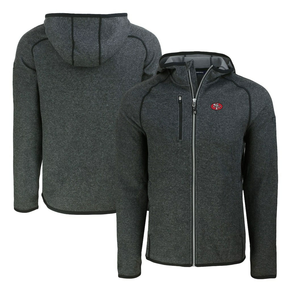 San Francisco 49ers Cutter & Buck Throwback Mainsail Sweater-Knit Full-Zip Hoodie - Heather Charcoal outlet