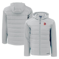 Denver Broncos Cutter & Buck Throwback Evoke Hybrid Eco Softshell Recycled Full-Zip Hoodie Jacket - Gray online
